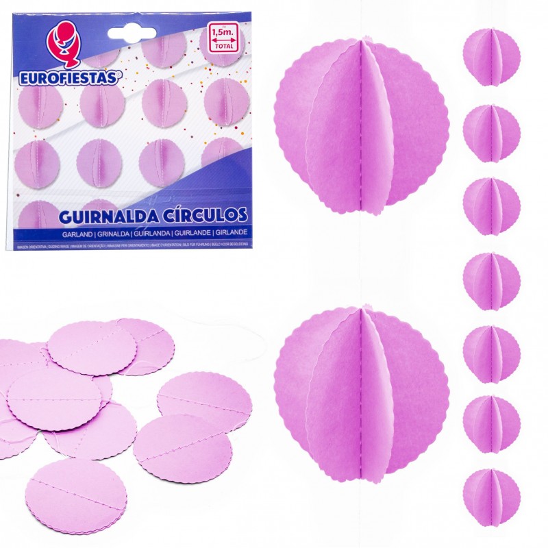 Guirnalda circulos papel violeta