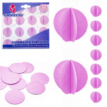 Guirnalda circulos papel violeta