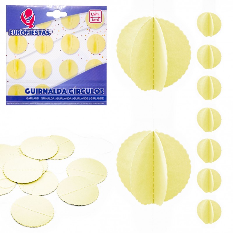 Guirnalda circulos papel amarilla