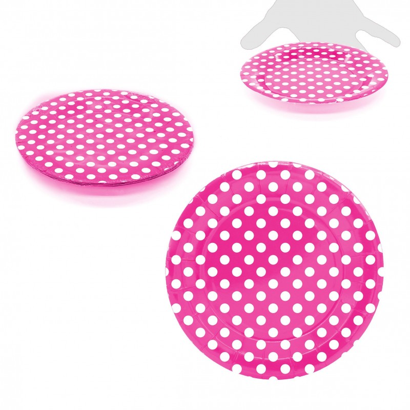 Platos desech.lunares 18cm fuscia 10