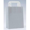 Bolsa de papel gris con asa plana