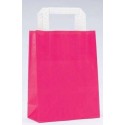 Bolsa de papel kraft fucsia con asa plana