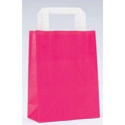 Bolsa de papel kraft fucsia con asa plana