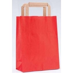 Bolsa de papel kraft roja con asa plana