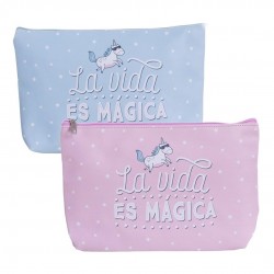 Neceser con frase en dos colores surtidos