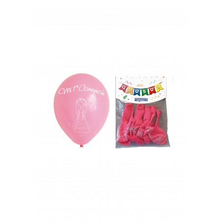 Blister 24 globos comunion rosa