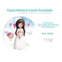 Paq.96 etiquetas adhesivas redondas comunión niña