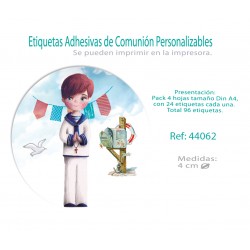 Paq.96 etiquetas adhesivas redondas comunión niño