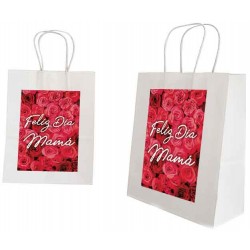 Bolsa blanca pequeña feliz día mamá