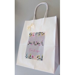 Bolsa lazo crema mamá eres la mejor