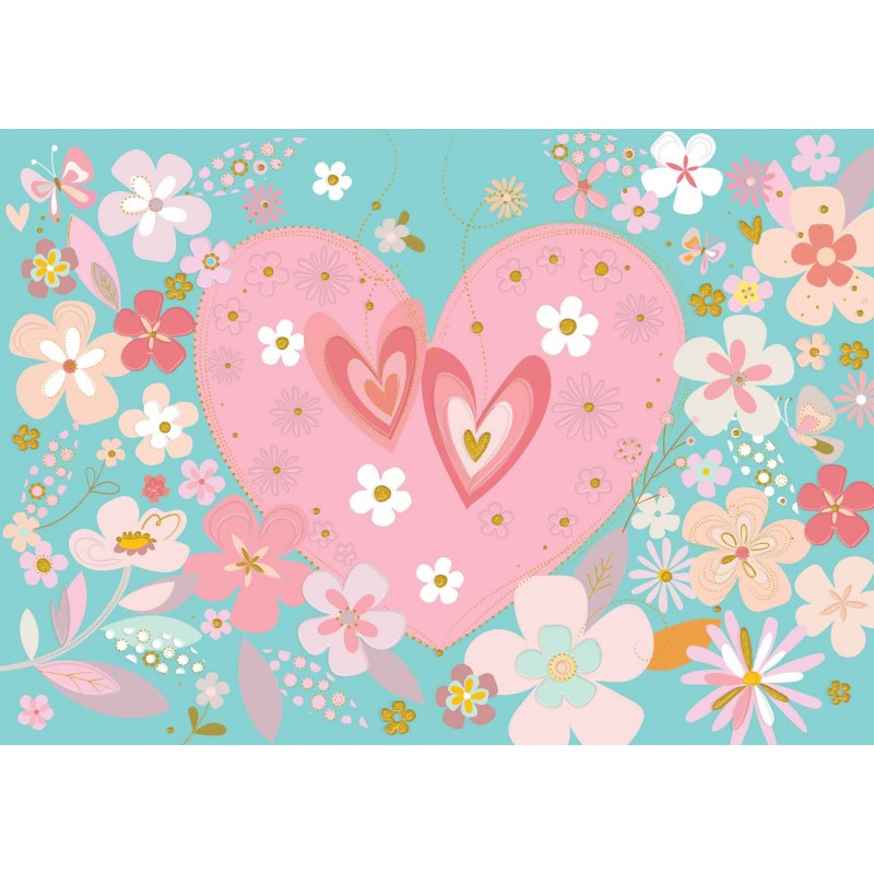 Postal turnowsky corazón y margaritas