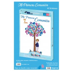 Libro comunión huellas niño + bolígrafo + tampón