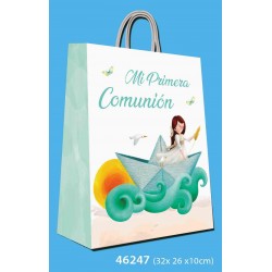 Bolsa mediana comunion niña barco