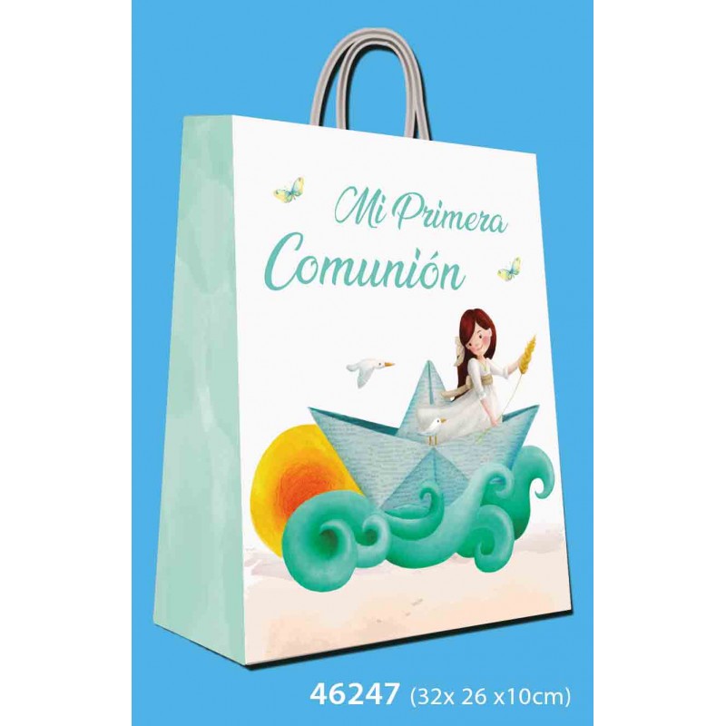 Bolsa mediana comunion niña barco