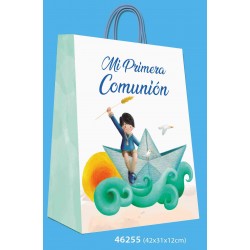 Bolsa grande comunion niño barco