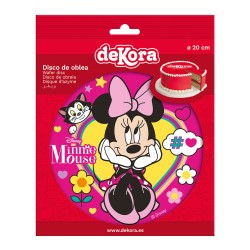 Disco oblea tarta minnie lazo rosa 20cm