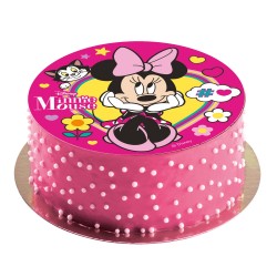 Disco oblea tarta minnie lazo rosa 20cm