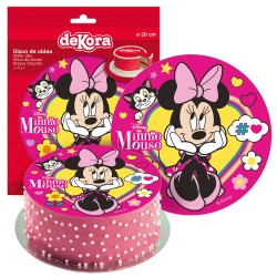 Disco oblea tarta minnie lazo rosa 20cm