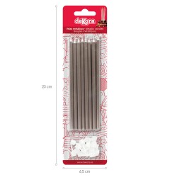 Blister 16 velas metalicas color plata 13cm