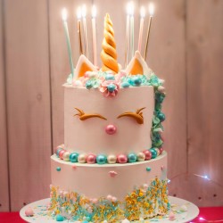 Blister 16 velas metalicas color plata 13cm