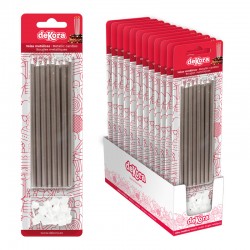 Blister 16 velas metalicas color plata 13cm
