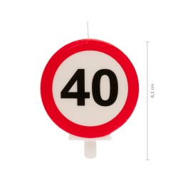 Vela 40 cumpleaños señal prohibido 6 3cm
