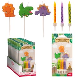 Mix velas cumpleaños dinosaurios 2d palillo