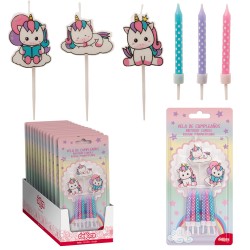 Mix velas cumpleaños unicornio 2d palillo