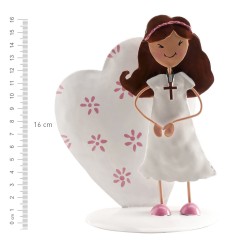 Niña comunion metal corazón 16cm