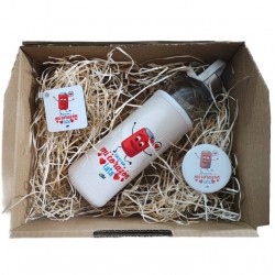 Pack regalo haces que mi corazón lata botella + llavero + imán abridor