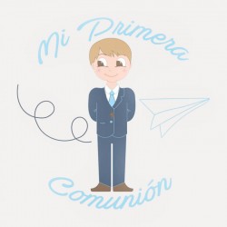 Vela aromática personalizada con adhesivo para comunión niño