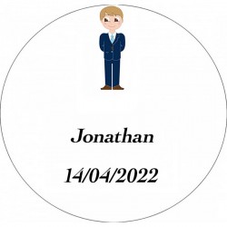 Vela aromática personalizada con adhesivo para comunión niño