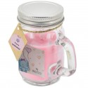 Vela aromática rosa con tapa personalizada para bautizo