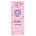 Adhesivo personalizado con frase fecha y nombre para bautizo niña