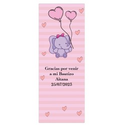 Adhesivo personalizado con frase fecha y nombre para bautizo niña