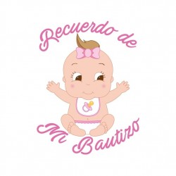 Adhesivo bautizo niña fondo blanco 5 x 5 cm
