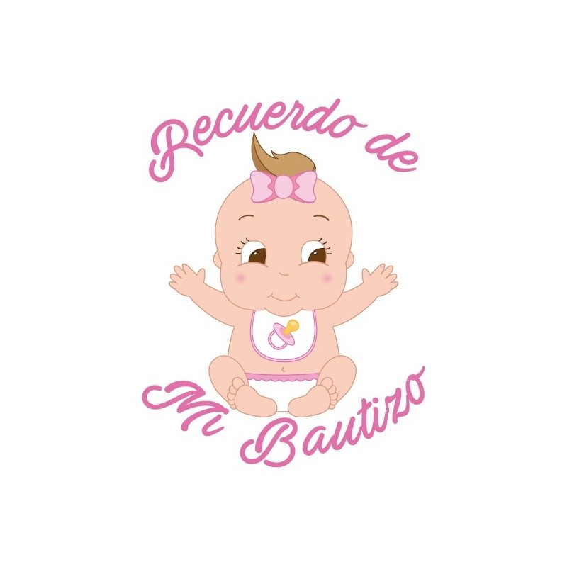 Adhesivo bautizo niña fondo blanco 5 x 5 cm