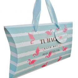 Abanico monedero y bolígrafo en caja flamenco personalizada con nombre y fecha