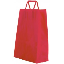 Bolsa de papel celulosa color roja con asa plana
