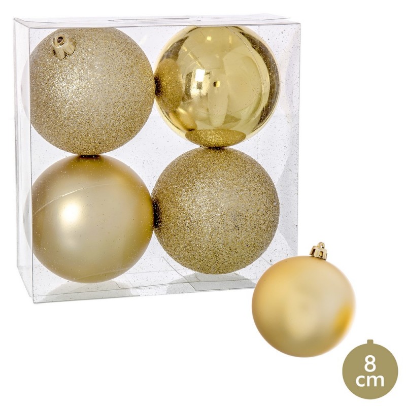 S 4 bolas brillo mate purpurina 8 x 8 x 8 cm