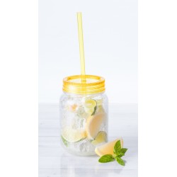 Vaso con tapa y pajita