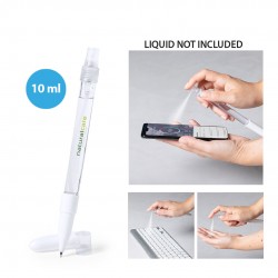 Bolígrafo blanco higienizante con pulverizador recargable ideal anti coronavirus