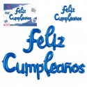 Set globos poliamida feliz cumpleños minuscula azul