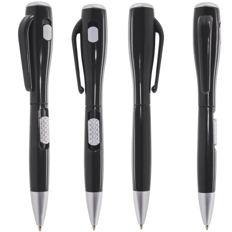 Bolígrafo negro original con linterna