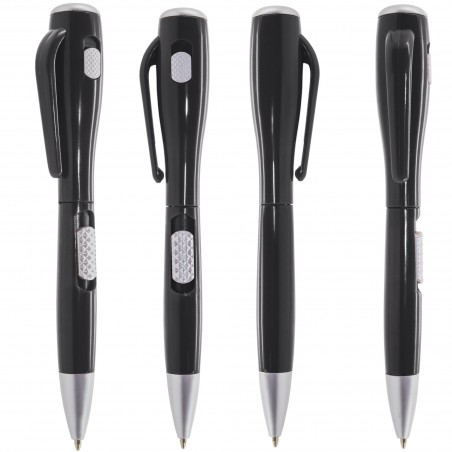 Bolígrafo negro original con linterna