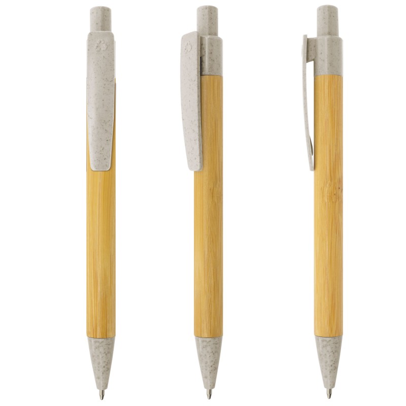 Boligrafo de bambu y fibra de trigo terry