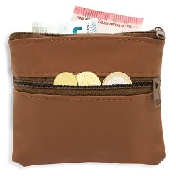 Monedero morado con cremalleras