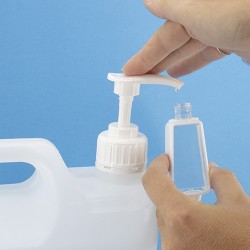 Bote de gel hidroalcohólico con funda de silicona rellenable