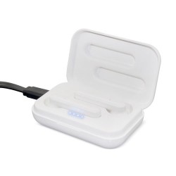 Auricular bluetooth blanco presentado en caja