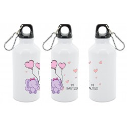 Botella de aluminio blanca para bautizo niño y niña